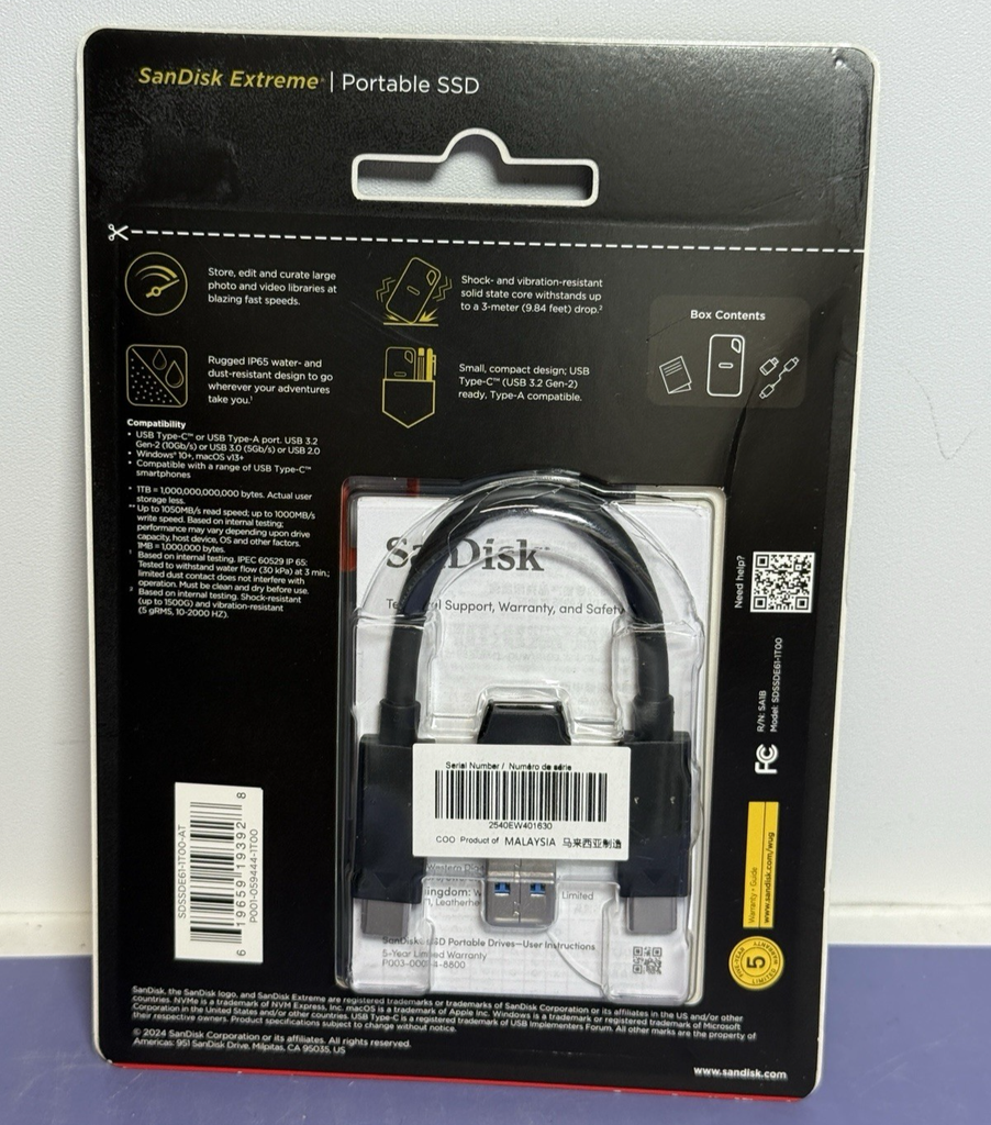 SanDisk - Extreme Portable 1TB External USB-C NVMe SSD #1