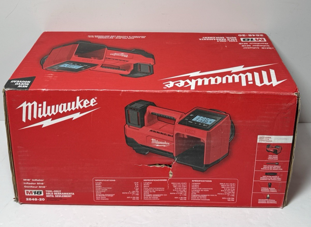 Milwaukee 2848-20 M18 18V Cordless Li-Ion Tire Inflator Bare Tool-Brand New #2