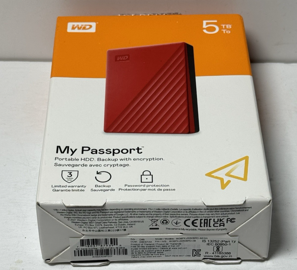 WD 5TB My Passport Portable External Hard Drive HDD-WDBPKJ0050BRD-WESN #2
