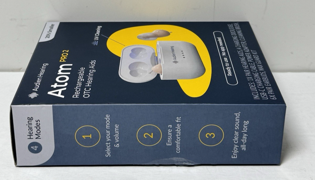 Audien ATOM PRO 2 Wireless Rechargeable OTC Hearing Aid-Brand New #3
