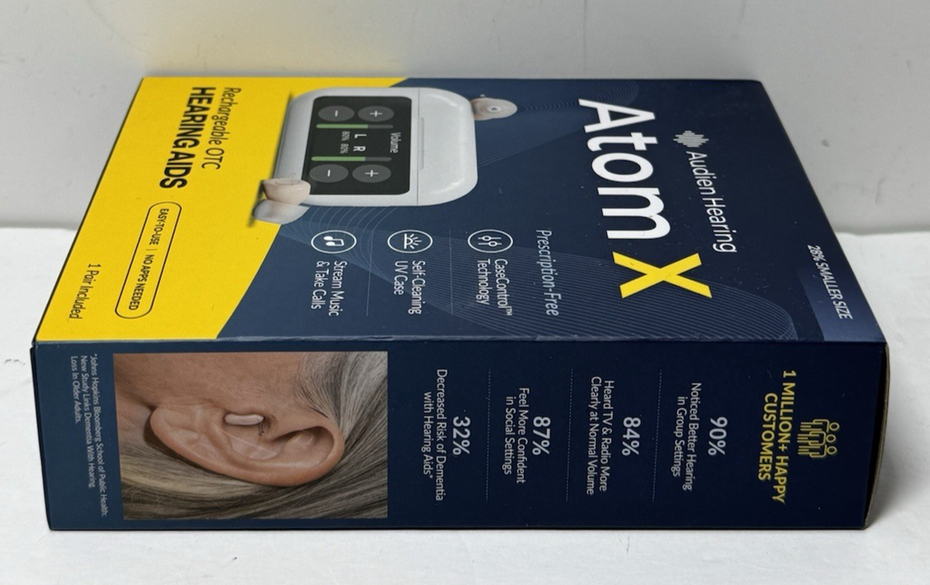 Audien Hearing  ATOM X -Rechargeable OTC Hearing Aids-New Sealed #4