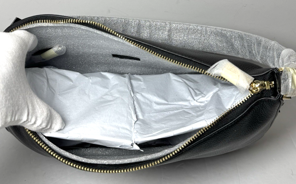 Kate Spade New York Liv Large Hobo Leather Shoulder Bag Black Gold *No strap* #9