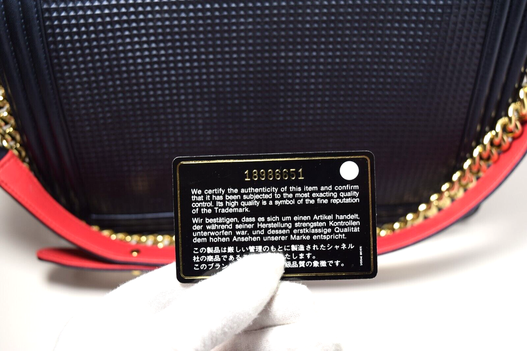 Chanel Boy Flap Bag Cube Embossed Lambskin Large - Blue #17