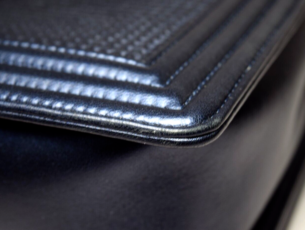 Chanel Boy Flap Bag Cube Embossed Lambskin Large - Blue #20