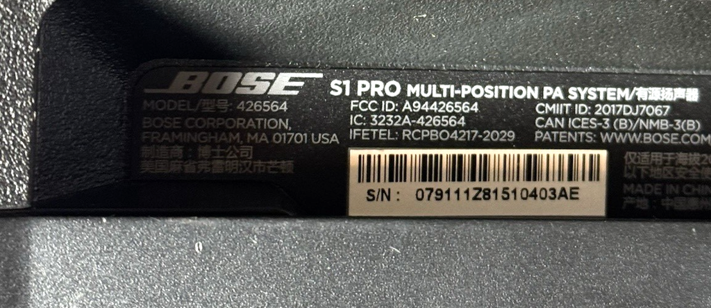 Bose S1 Pro Portable Bluetooth Speaker System Multi-Position PA #9