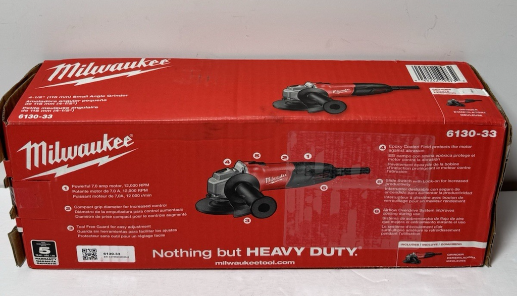 Milwaukee 6130-33 120V AC 7 Amp 4-1/2" Small Angle Grinder with Spanner Wrench #1
