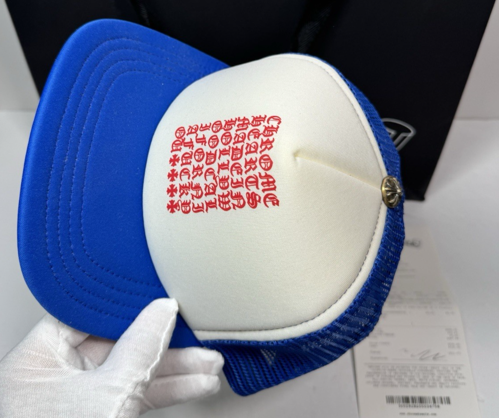 Chrome Hearts Eyechart Trucker Hat -Blue/White/Red-Brand New #8