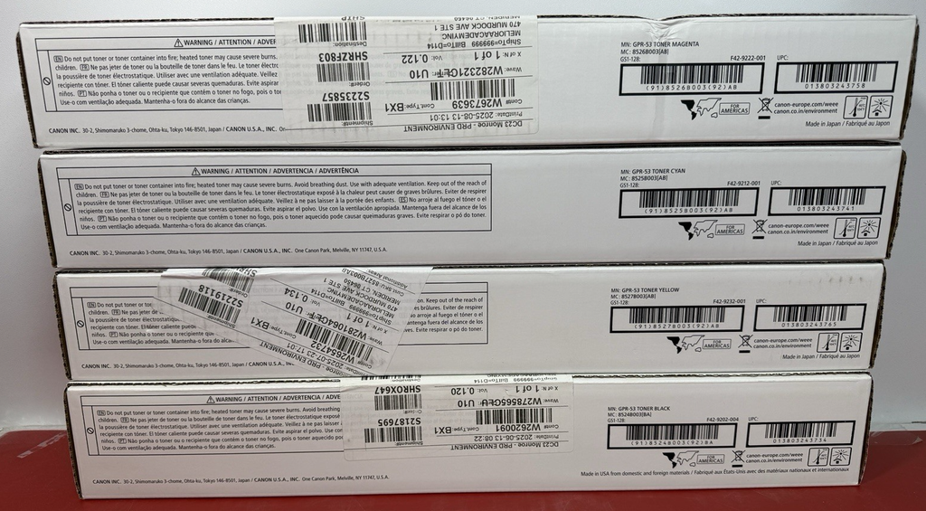 GPR-53 OEM CANON Toner Cartridge Full Set Black Cyan Magenta Yellow CYMK #1