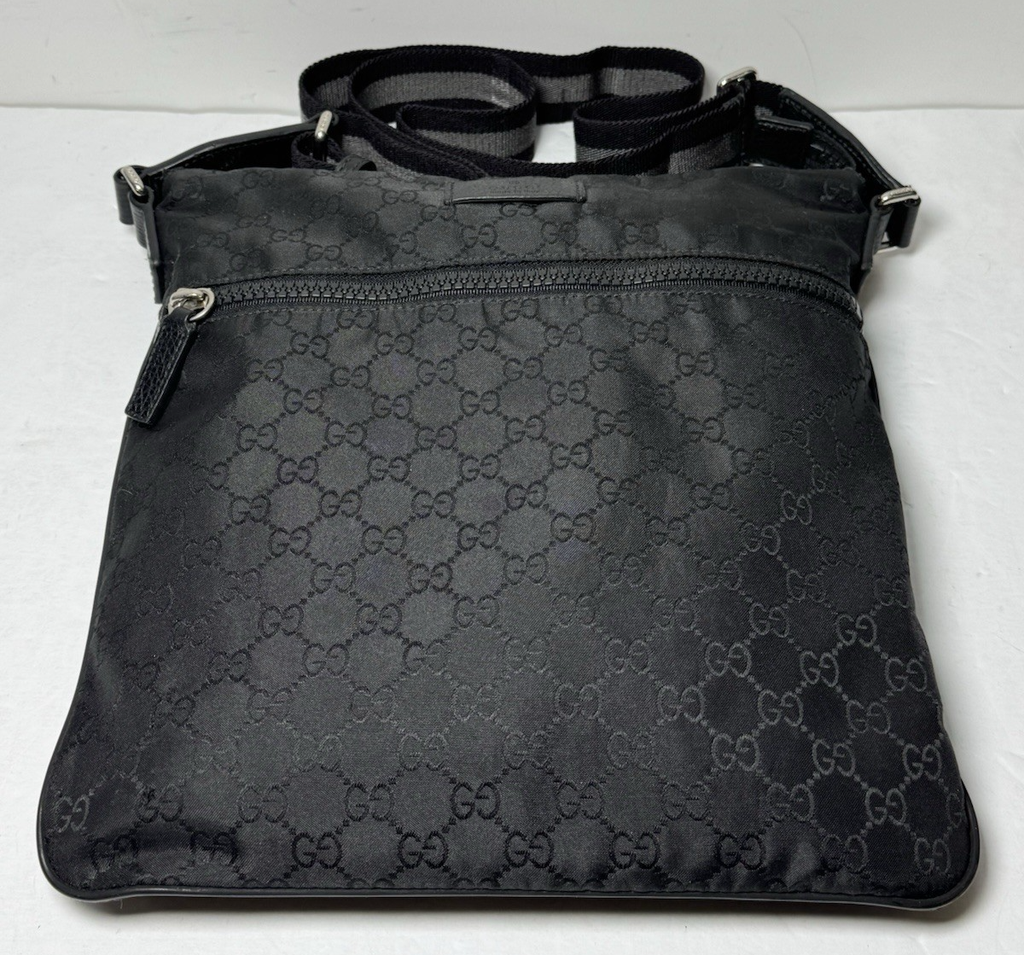 Gucci Unisex GG Guccissima Web Black Canvas Messenger Bag Crossbody #2
