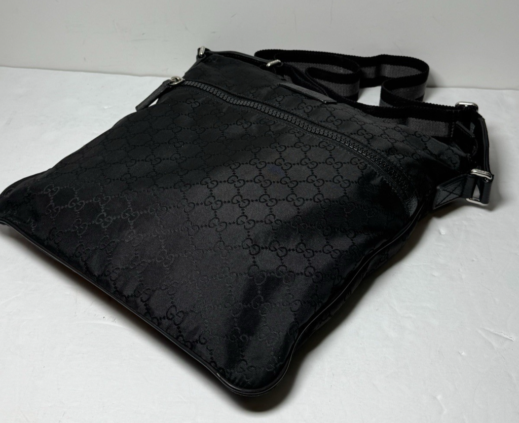 Gucci Unisex GG Guccissima Web Black Canvas Messenger Bag Crossbody #3