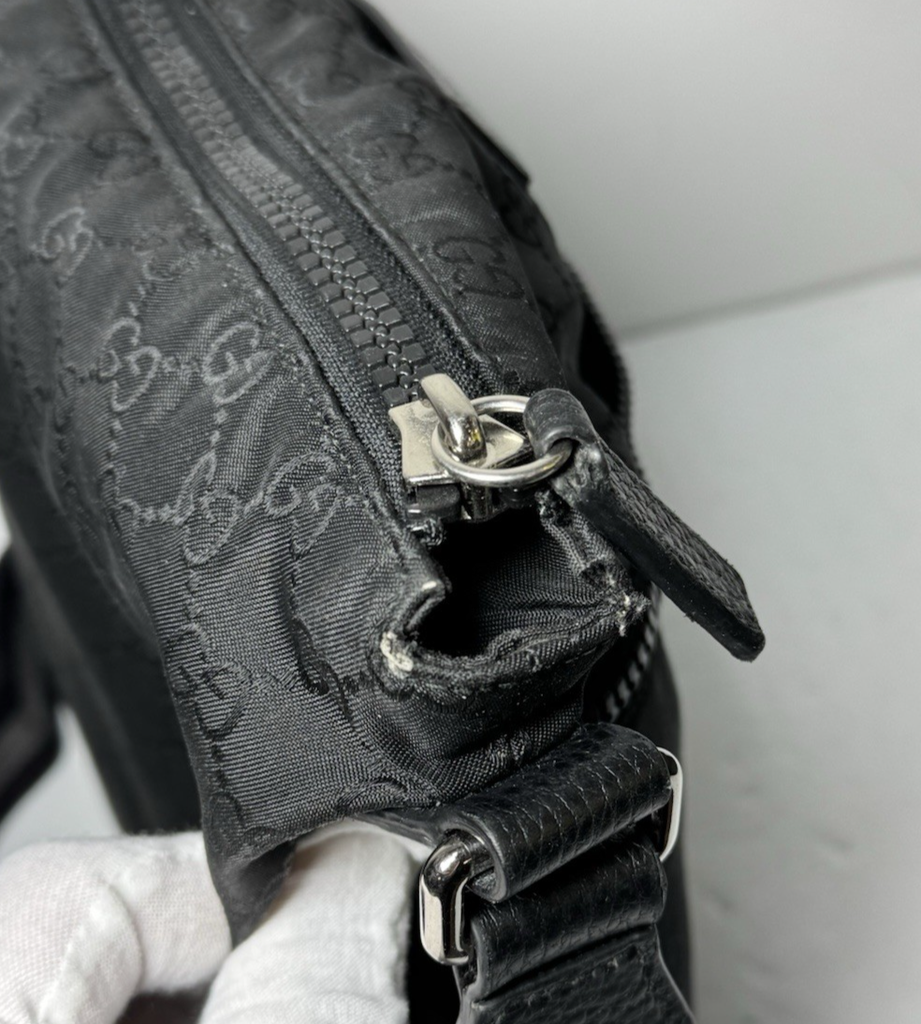 Gucci Unisex GG Guccissima Web Black Canvas Messenger Bag Crossbody #8