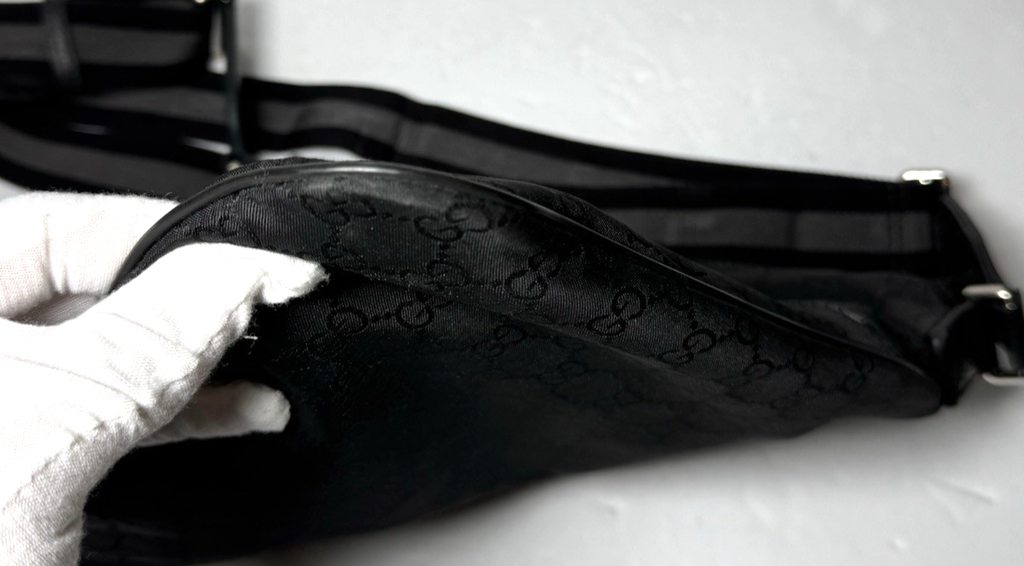 Gucci Unisex GG Guccissima Web Black Canvas Messenger Bag Crossbody #12