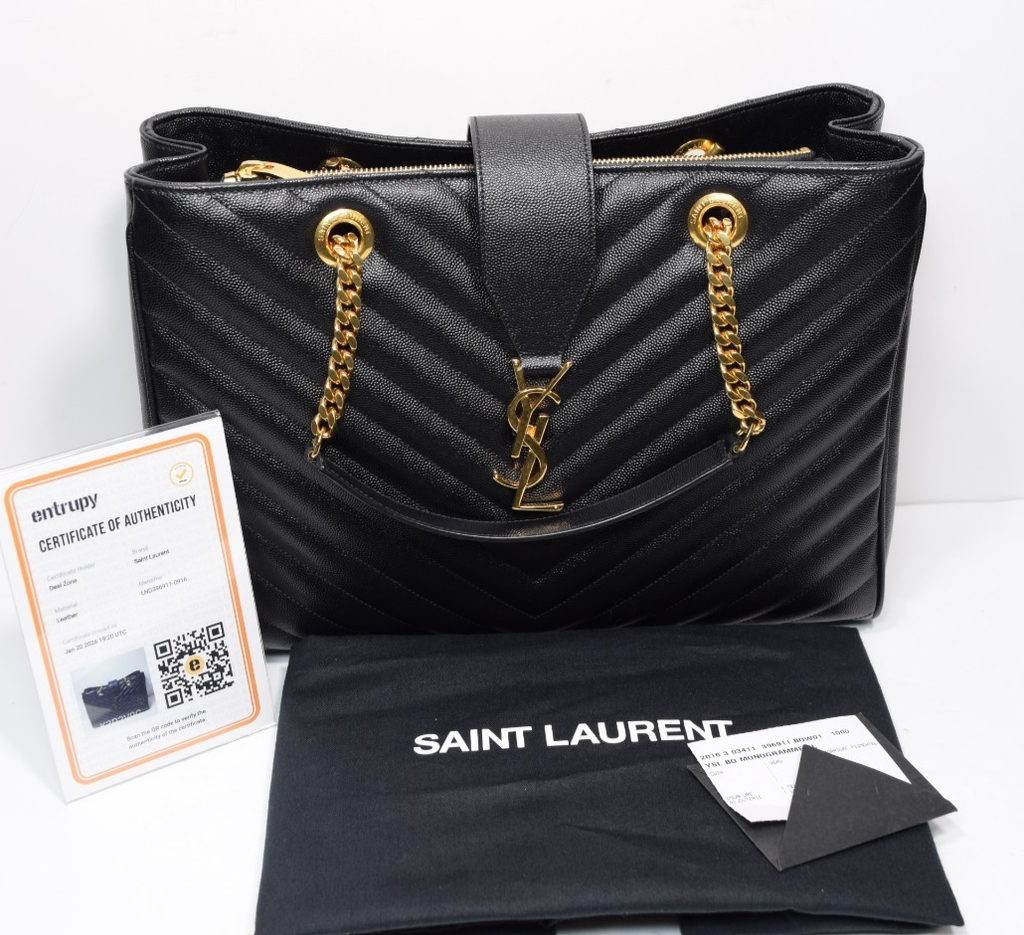 Saint Laurent Classic Monogram Shopper Matelassé Chevron Leather Large #11