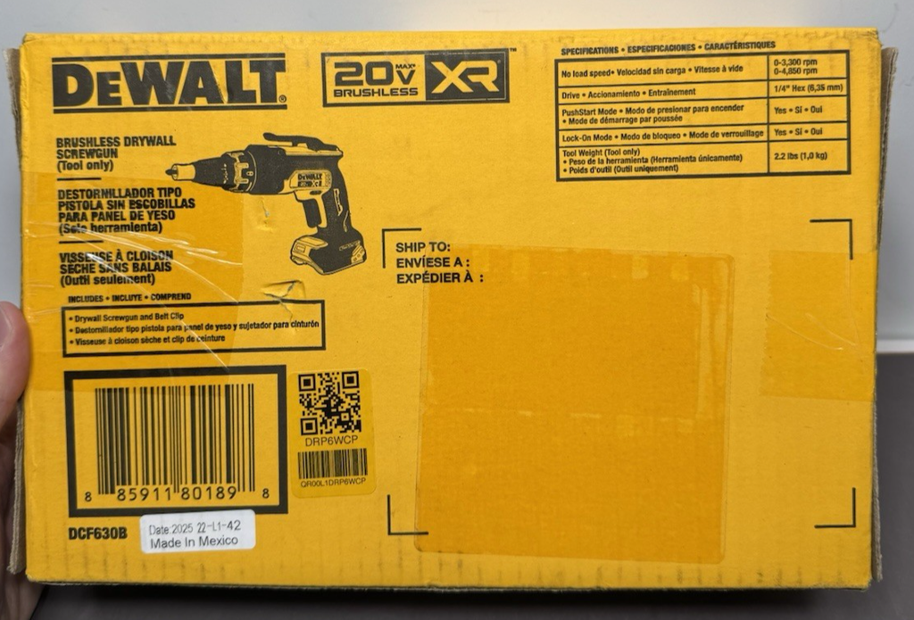 DEWALT DCF630B 20V XR Brushless Drywall Screwgun Tool Only  -Brand New #2