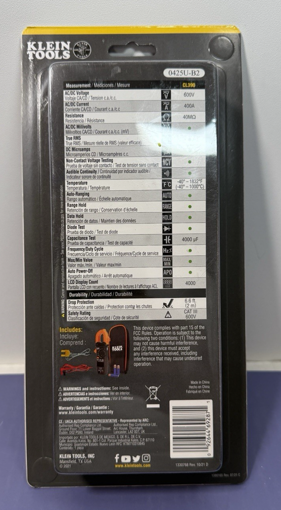 Klein Tools CL390 400A AC/DC Auto Ranging Digital Clamp Meter (BRAND NEW) #1