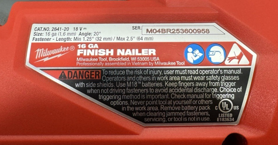 Milwaukee 2841-20 18V 16-Gauge Nail Gun w/6.0 Ah battery+charger #5