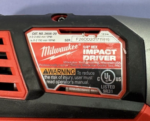 Milwaukee Impact /Driver Combo 2656-20 2606-20 M18 + 3.0AH Batttery #11