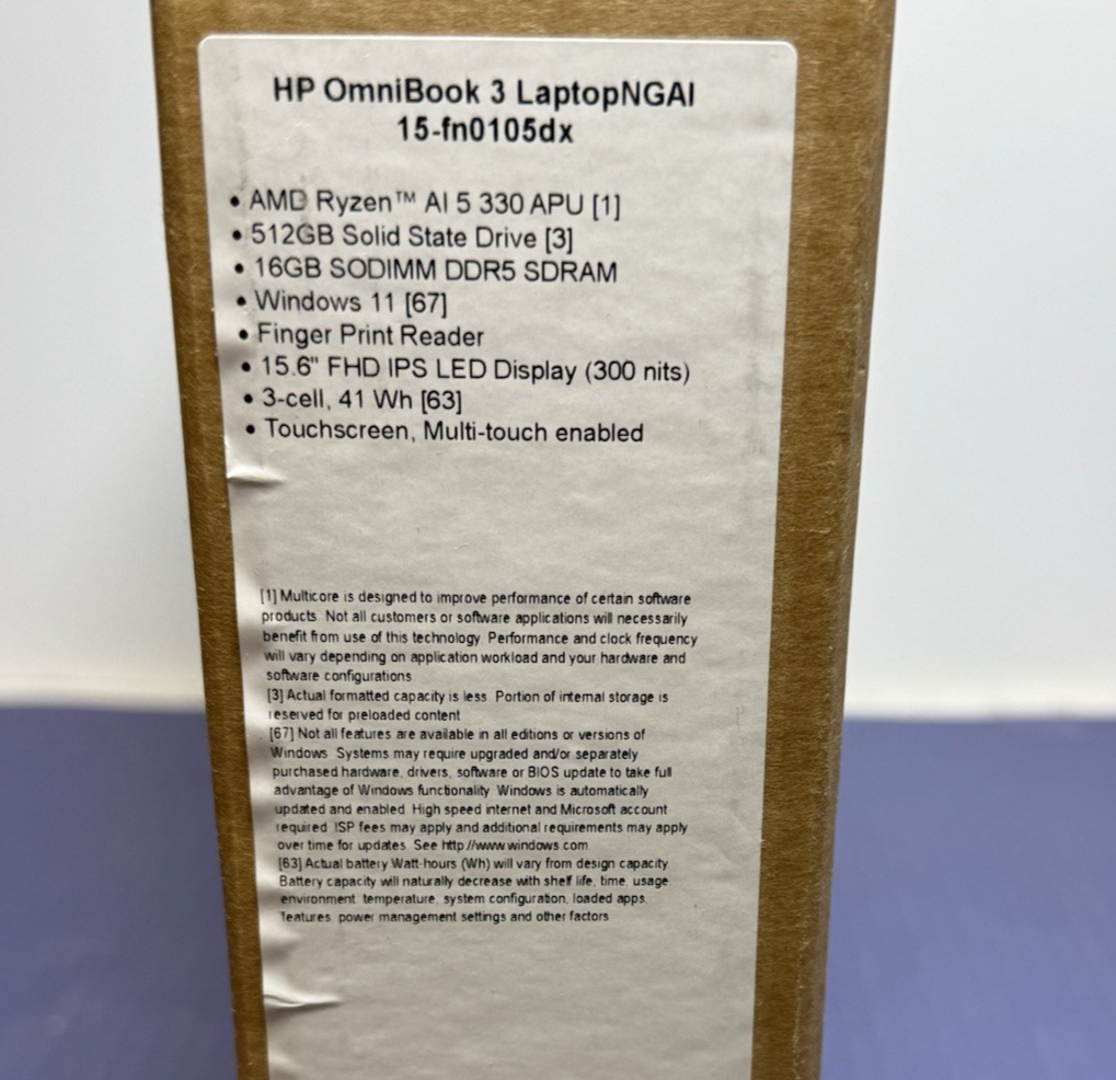 HP OmniBook 3 Copilot+ PC 15.6" AMD Ryzen 5 AI 5 330 16GB RAM 512GB SSD-New #3