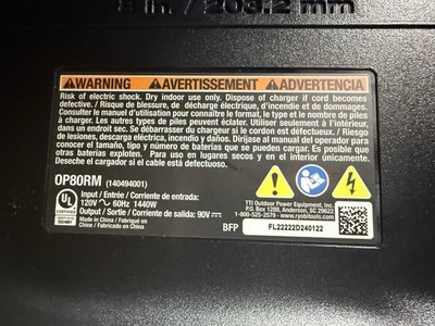 Ryobi 80V Lithium-Ion 80v Charger OP80RM 140494001 Open Box New #4