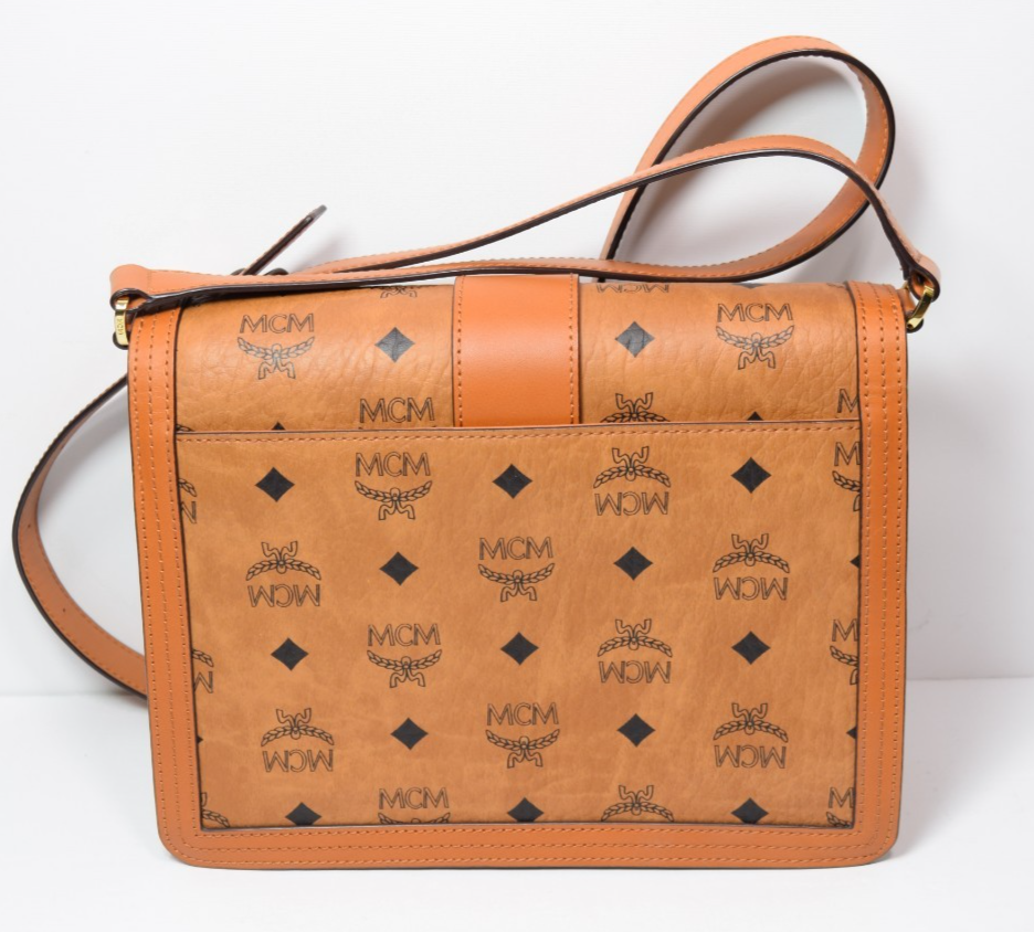 MCM Signature Visetos Tracy Shoulder Bag In Cognac #2