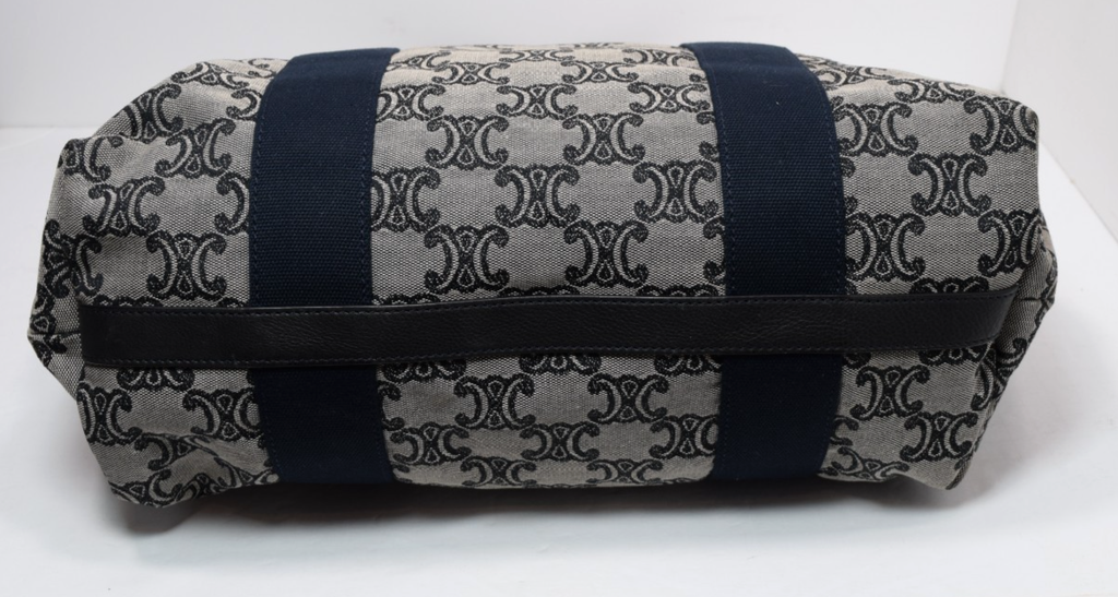 CELINE Macadam Canvas Hand Bag Navy Gold #7