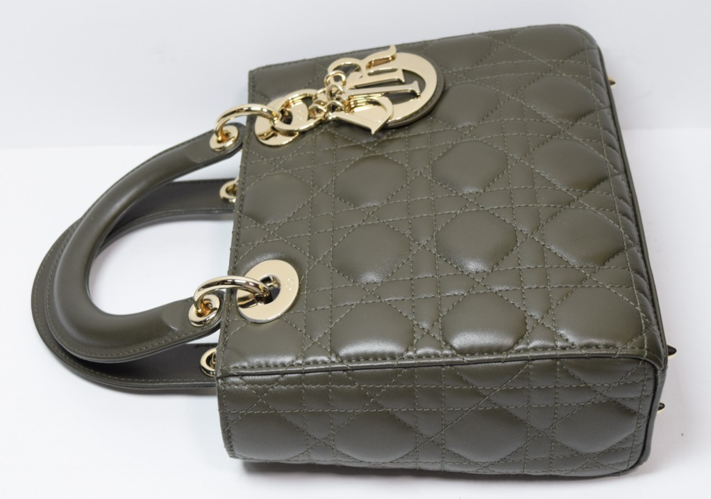 Christian Dior Small Lady My ABCDior Cannage Quilt Lambskin Olive Taupe Lambskin #1