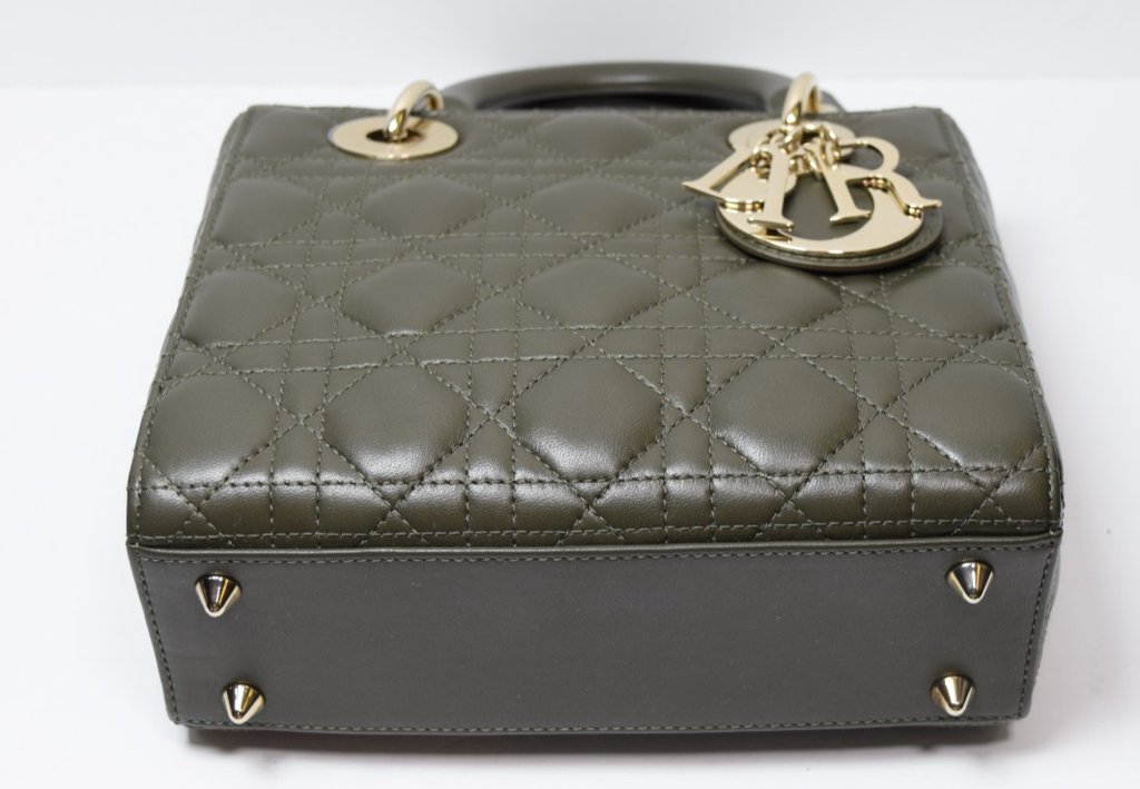 Christian Dior Small Lady My ABCDior Cannage Quilt Lambskin Olive Taupe Lambskin #2
