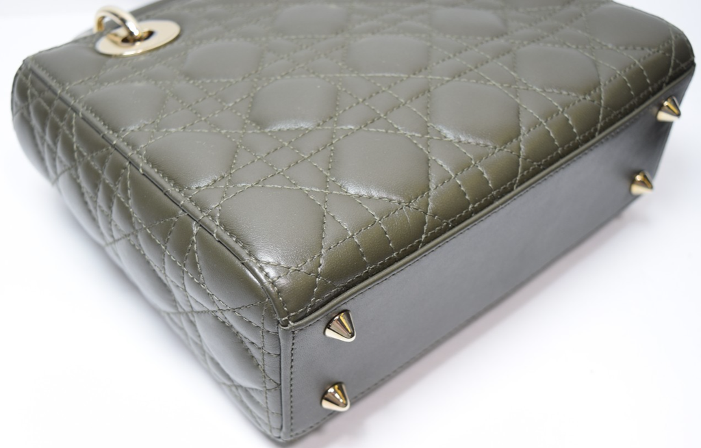 Christian Dior Small Lady My ABCDior Cannage Quilt Lambskin Olive Taupe Lambskin #6