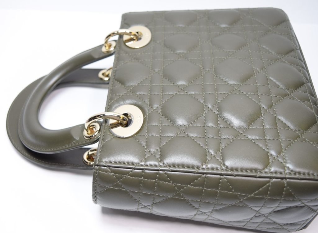Christian Dior Small Lady My ABCDior Cannage Quilt Lambskin Olive Taupe Lambskin #7