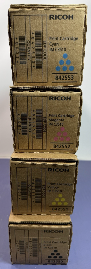 Genuine Ricoh 4 SET IM C3010/C3510 CMYK Toners 842553 842552 842551 842550 NEW #2