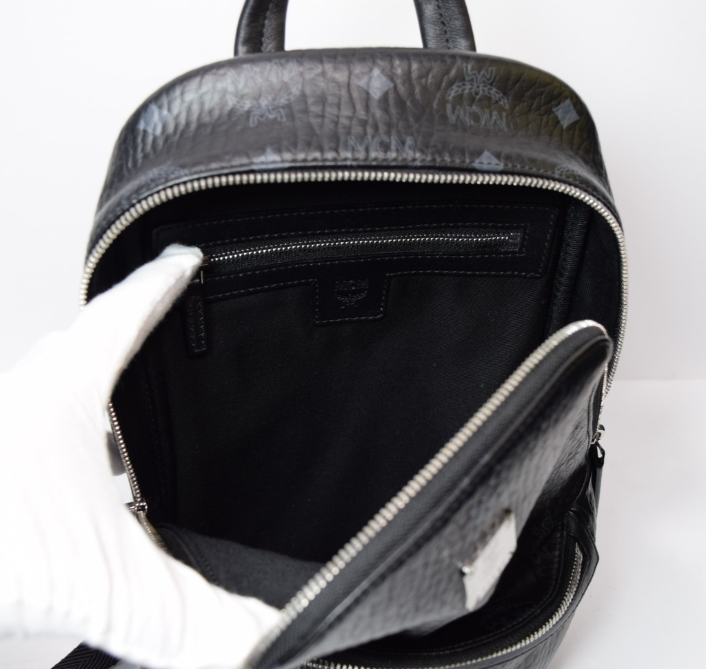 MCM Aren Sling Bag Visetos Black Canvas and Leather Trim #5