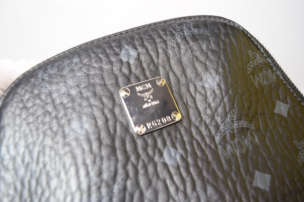 MCM Aren Sling Bag Visetos Black Canvas and Leather Trim #6