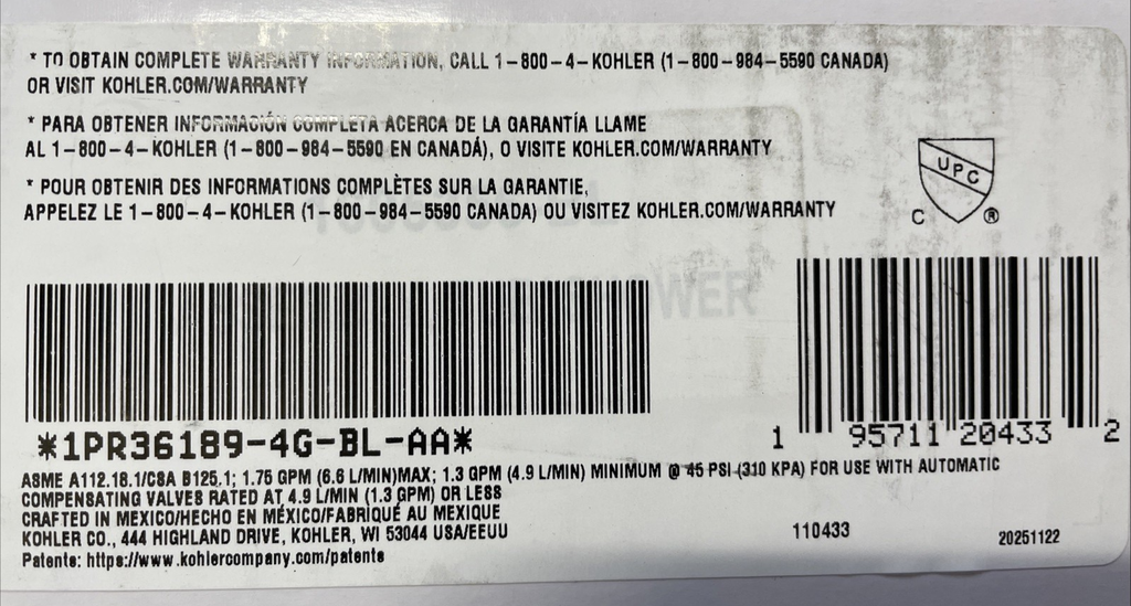 Kohler CURSIVA R36189-4G-BL ; Valve  & Trim; Matte Black Finish-New Sealed #4