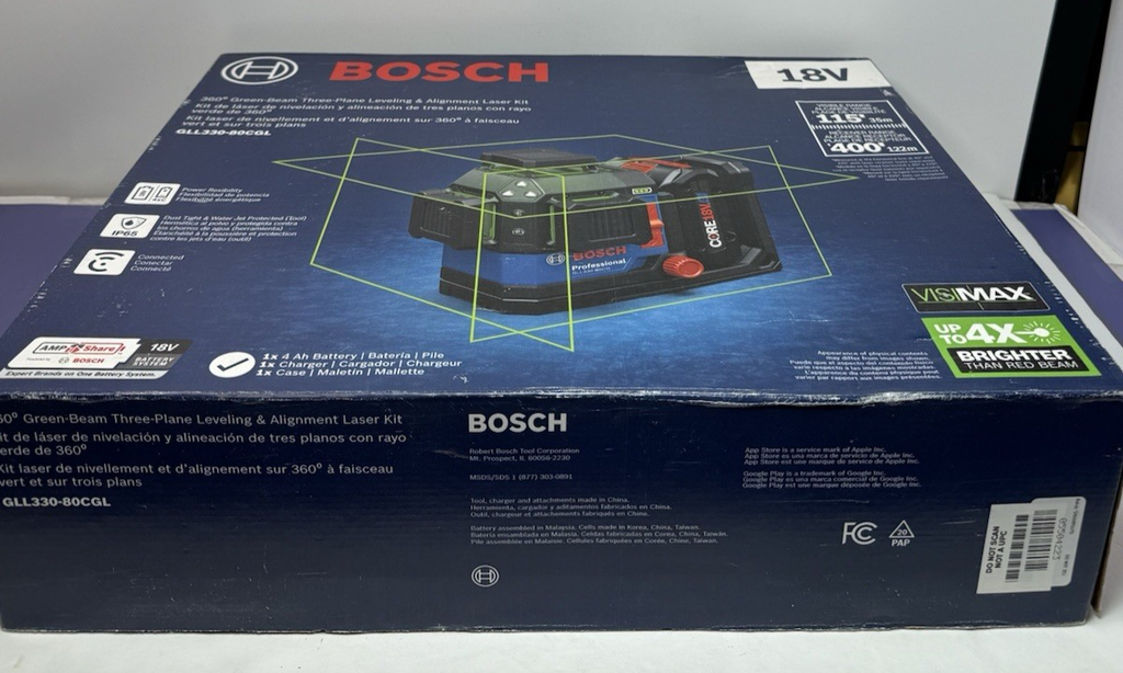 BOSCH GLL330-80CGL 18V Green-Beam Three-Plane Leveling Alignment Laser-New #4