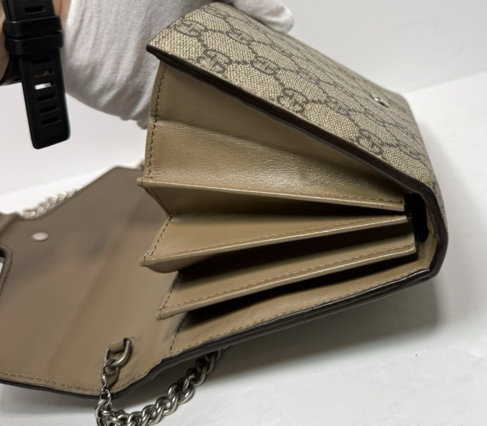 Gucci Dionysus GG Supreme Wallet On Chain Beige Tiger Head Crossbody #11