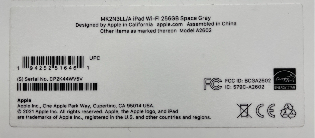 Apple iPad 9th Gen 10.2 " A2602 Wi-Fi only  256 GB Space Gray, 97% battery #7