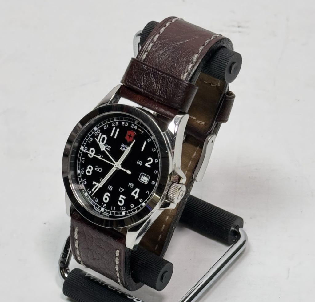 Victorinox Swiss Army Watch w/ Black Face & Brown Leather Strap 24798-40mm #1