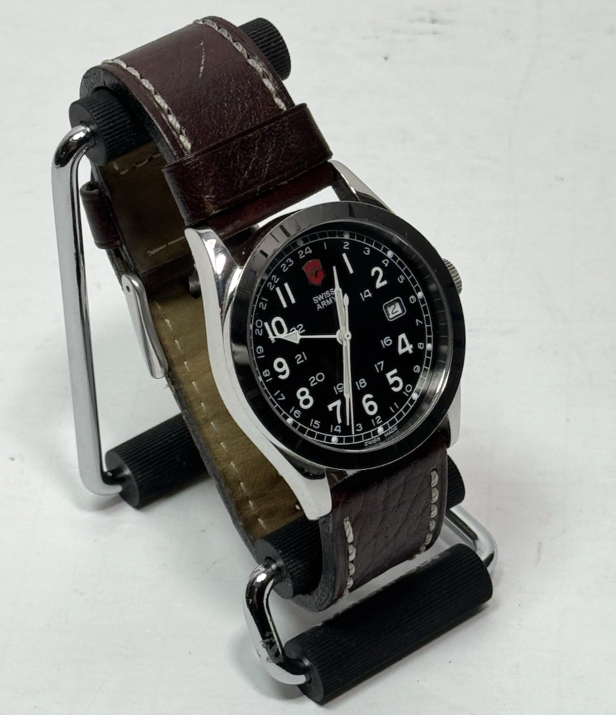 Victorinox Swiss Army Watch w/ Black Face & Brown Leather Strap 24798-40mm #2