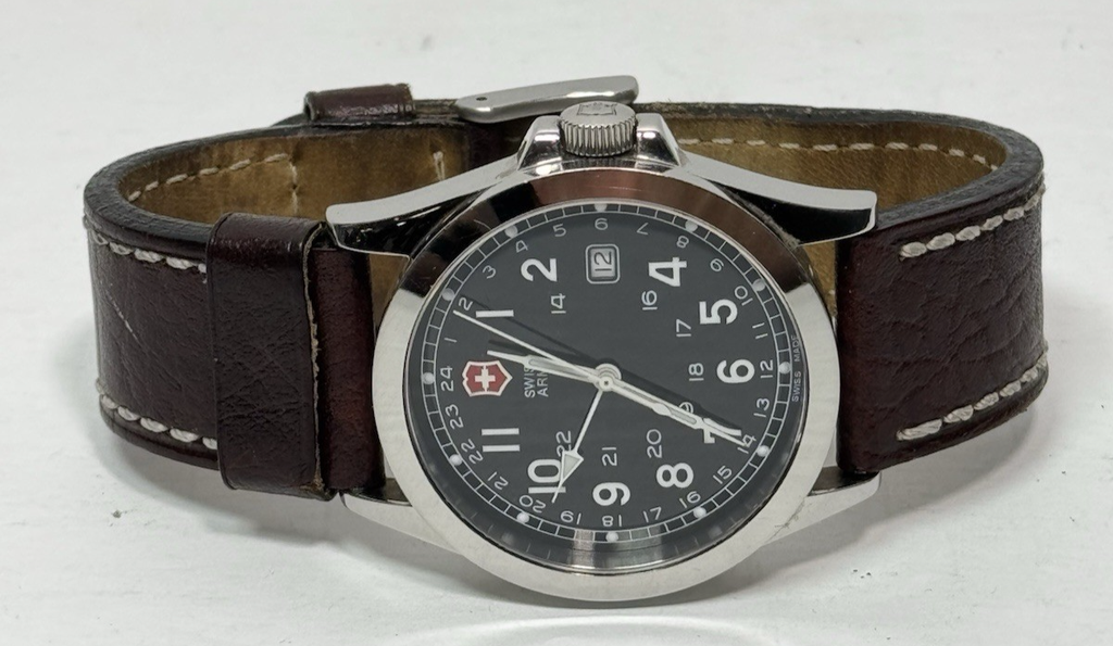 Victorinox Swiss Army Watch w/ Black Face & Brown Leather Strap 24798-40mm #5