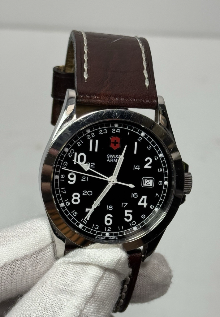 Victorinox Swiss Army Watch w/ Black Face & Brown Leather Strap 24798-40mm #9