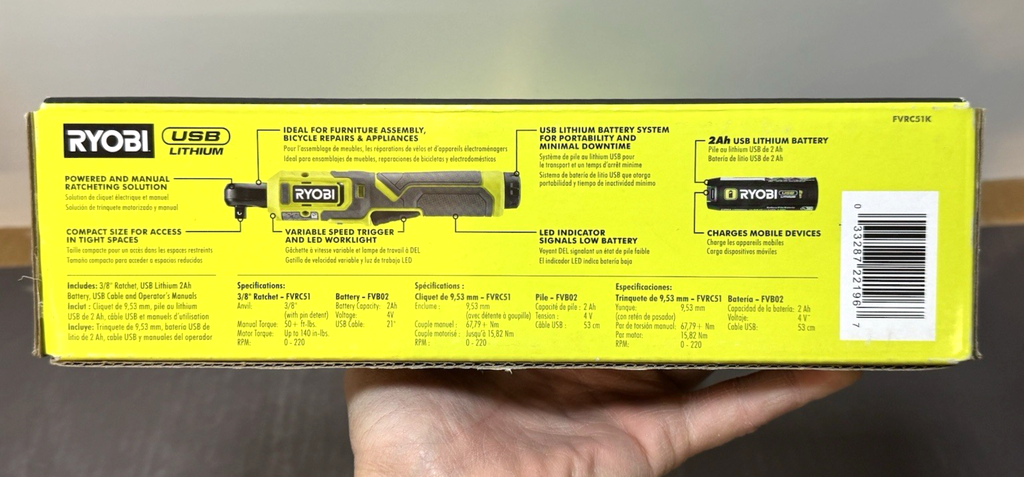 Ryobi FVRC51K Ratchet + FVD50K Screwdriver Kit 2Ah Battery USB Lithium - NEW #5