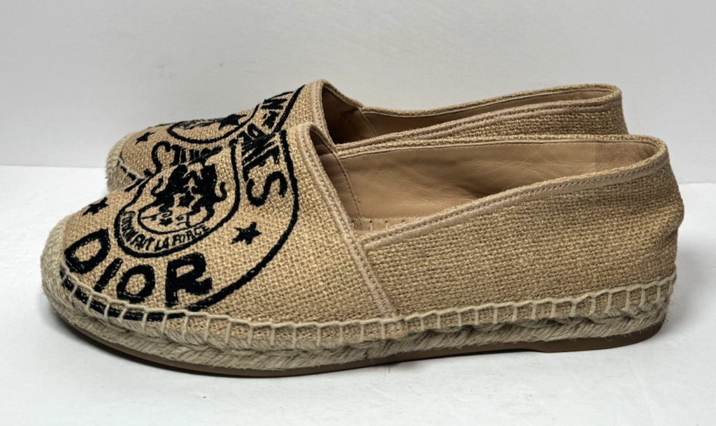 Christian Dior Raffia Graphic Print Granville Espadrille EU 37 Size #1