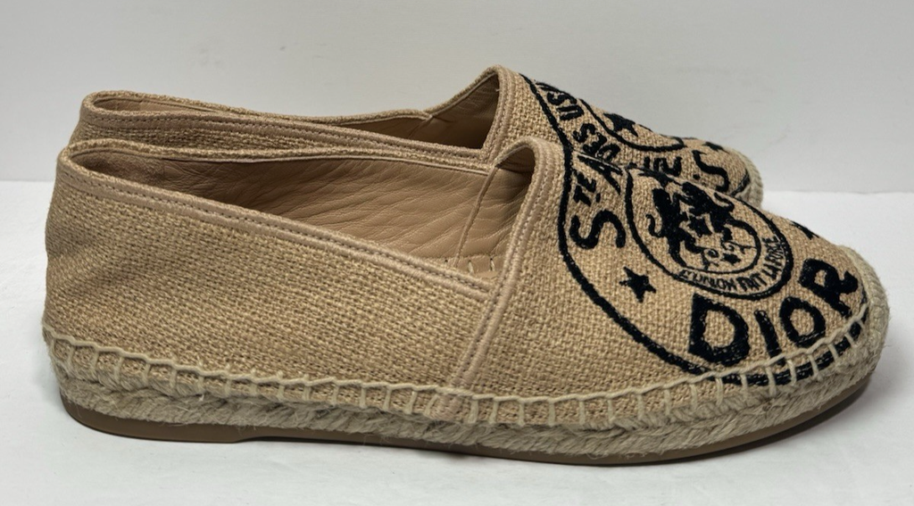 Christian Dior Raffia Graphic Print Granville Espadrille EU 37 Size #3