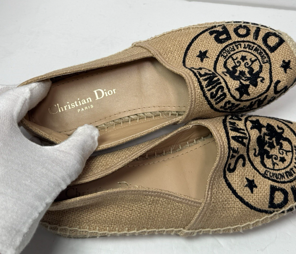 Christian Dior Raffia Graphic Print Granville Espadrille EU 37 Size #6