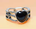 Pandora ALE 925 Mi Amor Black Onyx Heart Sterling Silver Band Ring SIZE 8 used