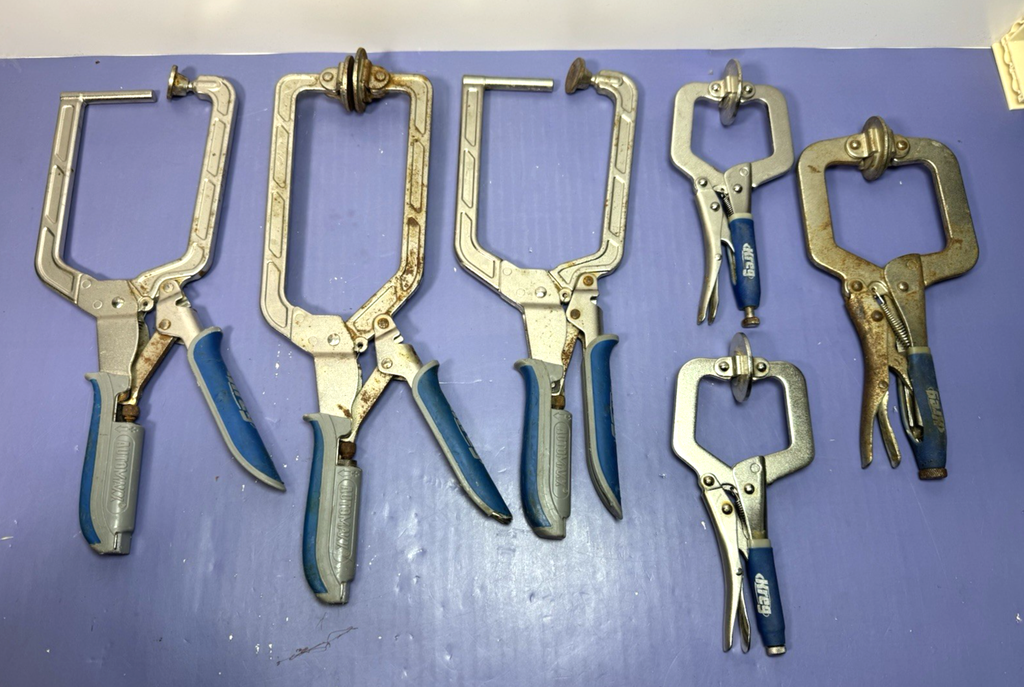 SET OF 6 Kreg Clamp C-Clamp Locking Pliers Lot (6 Pc) Mixed Sizes Welding Set #1
