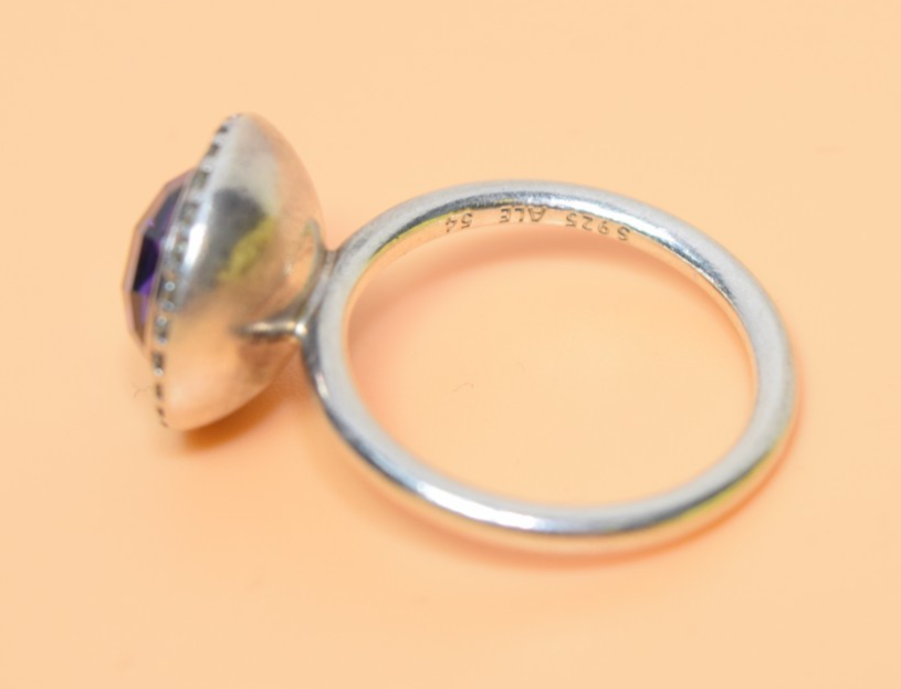 Pandora Sterling Silver Purple Brilliant Legacy Ring Size: 7 #1