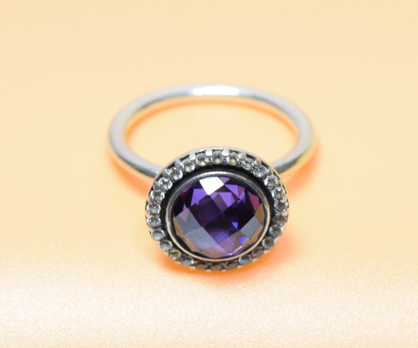 Pandora Sterling Silver Purple Brilliant Legacy Ring Size: 7 #4