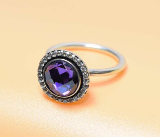 Pandora Sterling Silver Purple Brilliant Legacy Ring Size: 7 #6