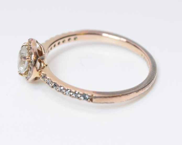 PANDORA 14k Gold Plated Pave Elevated Heart Ring 168421C01 -SIZE 9 #4
